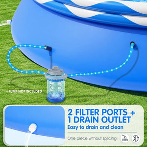 Upgraded Double Rings Inflatable Above Ground Pool Easy Set,Inflatable Swimming Pool for Adults,Inflatable Top Rings Above Ground Swimming Pool,Water Ripple Print,500 Gal Capacity (8ftx26in) - Wigtrends