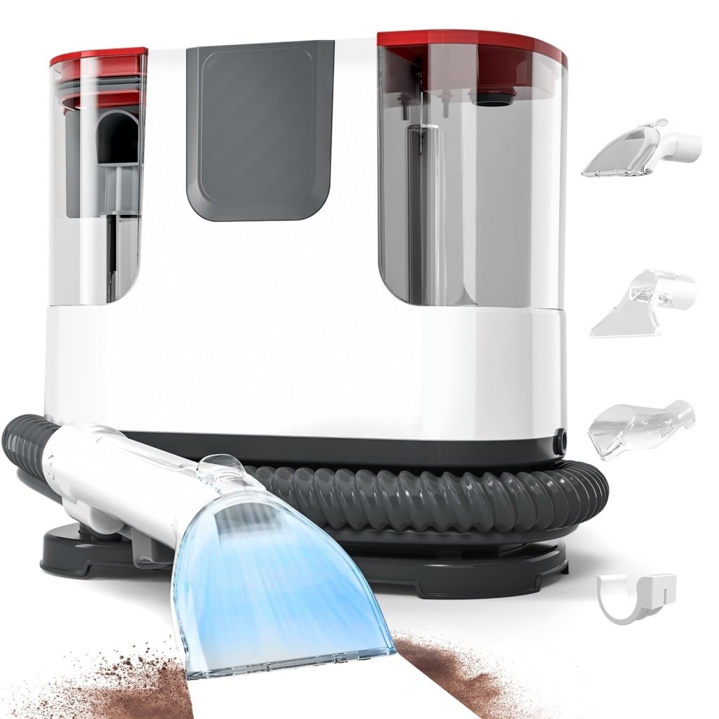 Upholstery Carpet Cleaner, 12Kpa Portable Spot and Stain Cleaner, Easy Move with Universal Wheels & Handle, 1.18 - inch Deep Cleaning Machine for Couch, Stairs, Car and Pet Messes - Wigtrends