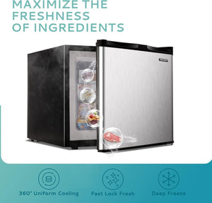 Upright freezer, 3.0Cubic Feet, Single Door Compact Mini Freezer with Reversible Door Small freezer for Home/Dorms/Apartment/Office - Wigtrends