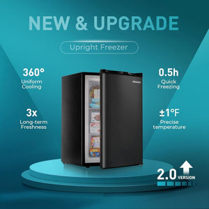 Upright freezer, 3.0Cubic Feet, Single Door Compact Mini Freezer with Reversible Door Small freezer for Home/Dorms/Apartment/Office - Wigtrends