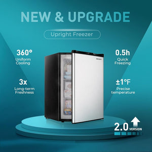 Upright freezer, 3.0Cubic Feet, Single Door Compact Mini Freezer with Reversible Door Small freezer for Home/Dorms/Apartment/Office - Wigtrends