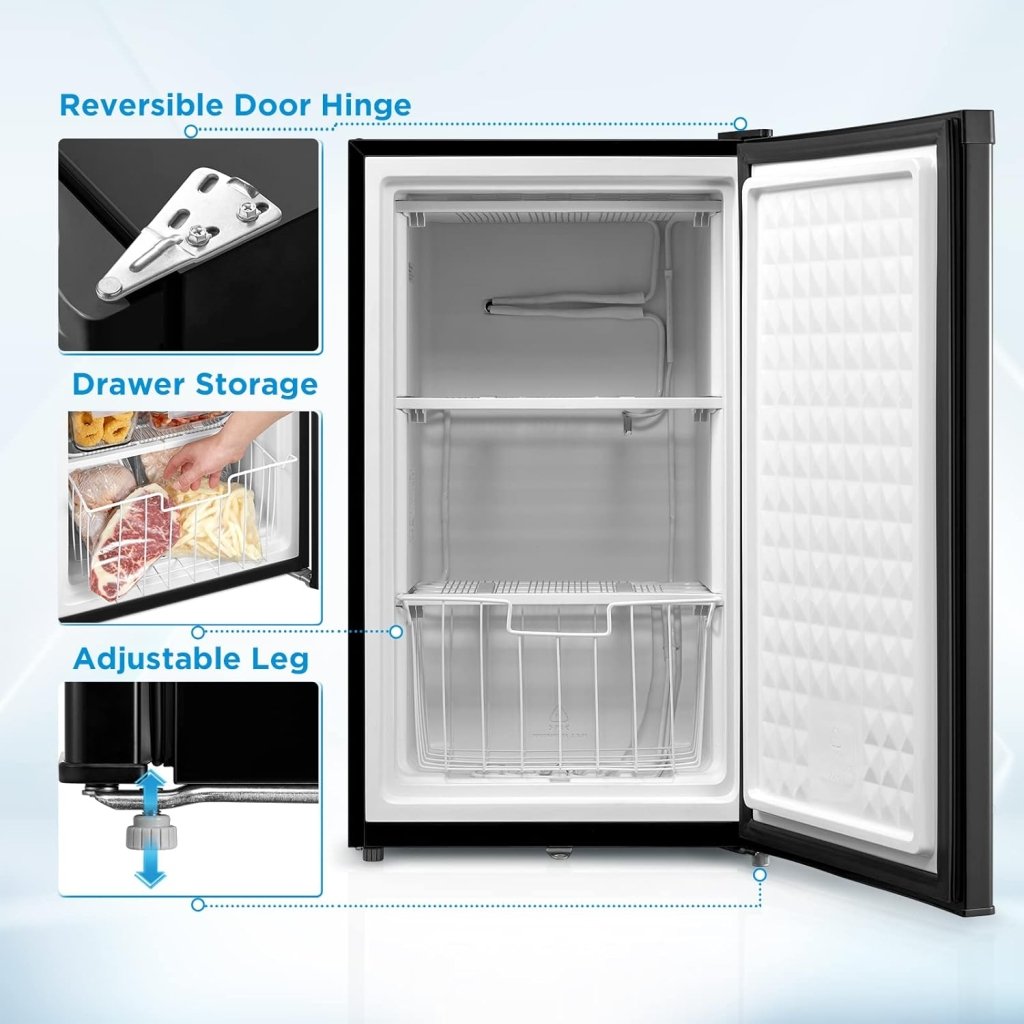 Upright Freezer Large Black 3.0 Cubic Feet - Wigtrends