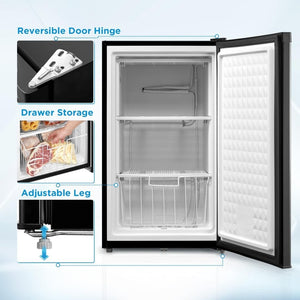 Upright Freezer Large Black 3.0 Cubic Feet - Wigtrends