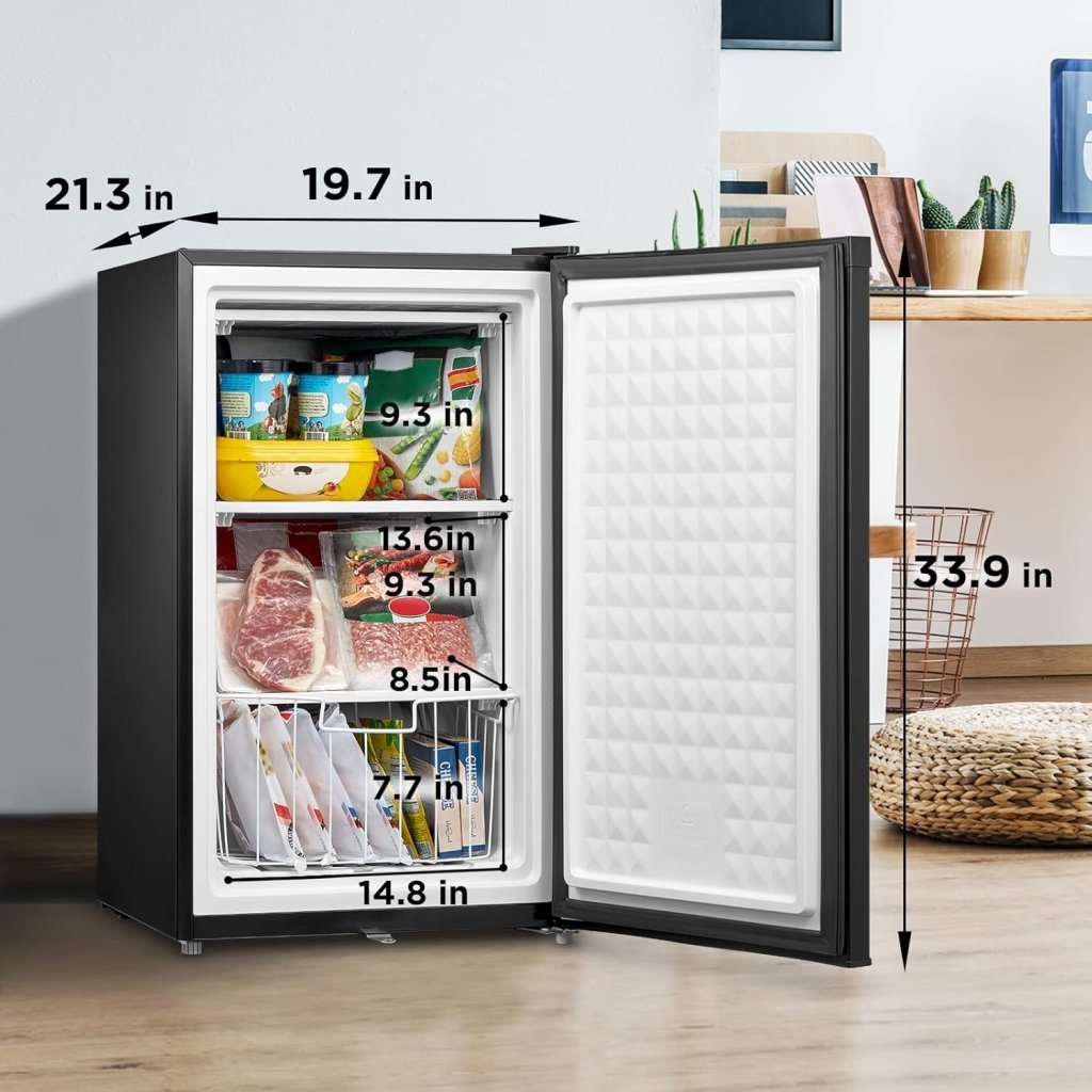 Upright Freezer Large Black 3.0 Cubic Feet - Wigtrends