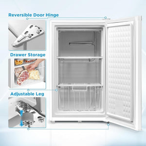 Upright Freezer Large Black 3.0 Cubic Feet - Wigtrends