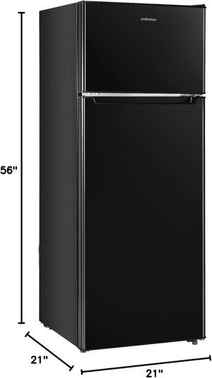 Upstreman 7.7 Cu.Ft. Refrigerator with Freezer, Double Door, Adjustable Thermostat, Large Capacity, Reversible Door Swing, Refrigerator for Apartment, Office, Dorm, Stainless (BD75) - Wigtrends
