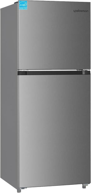 Upstreman 7.7 Cu.Ft. Refrigerator with Freezer, Double Door, Adjustable Thermostat, Large Capacity, Reversible Door Swing, Refrigerator for Apartment, Office, Dorm, Stainless (BD75) - Wigtrends