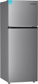 Upstreman 7.7 Cu.Ft. Refrigerator with Freezer, Double Door, Adjustable Thermostat, Large Capacity, Reversible Door Swing, Refrigerator for Apartment, Office, Dorm, Stainless (BD75) - Wigtrends