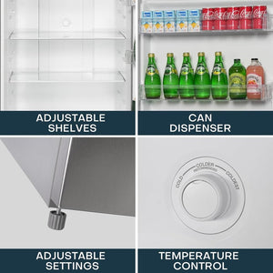 Upstreman 7.7 Cu.Ft. Refrigerator with Freezer, Double Door, Adjustable Thermostat, Large Capacity, Reversible Door Swing, Refrigerator for Apartment, Office, Dorm, Stainless (BD75) - Wigtrends