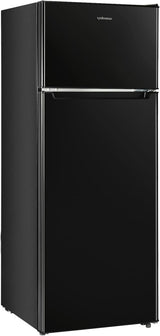 Upstreman 7.7 Cu.Ft. Refrigerator with Freezer, Double Door, Adjustable Thermostat, Large Capacity, Reversible Door Swing, Refrigerator for Apartment, Office, Dorm, Stainless (BD75) - Wigtrends