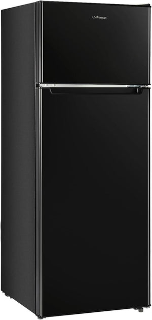 Upstreman 7.7 Cu.Ft. Refrigerator with Freezer, Double Door, Adjustable Thermostat, Large Capacity, Reversible Door Swing, Refrigerator for Apartment, Office, Dorm, Stainless (BD75) - Wigtrends