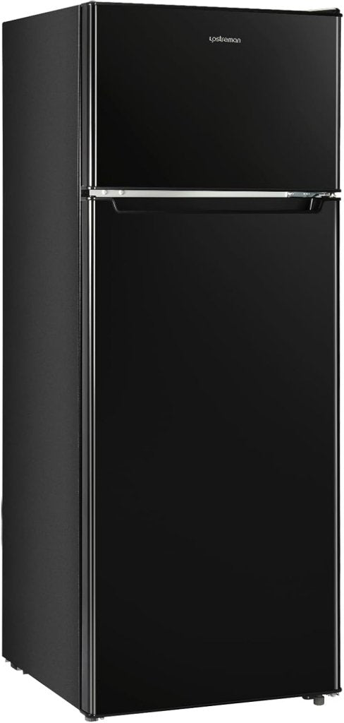 Upstreman 7.7 Cu.Ft. Refrigerator with Freezer, Double Door, Adjustable Thermostat, Large Capacity, Reversible Door Swing, Refrigerator for Apartment, Office, Dorm, Stainless (BD75) - Wigtrends