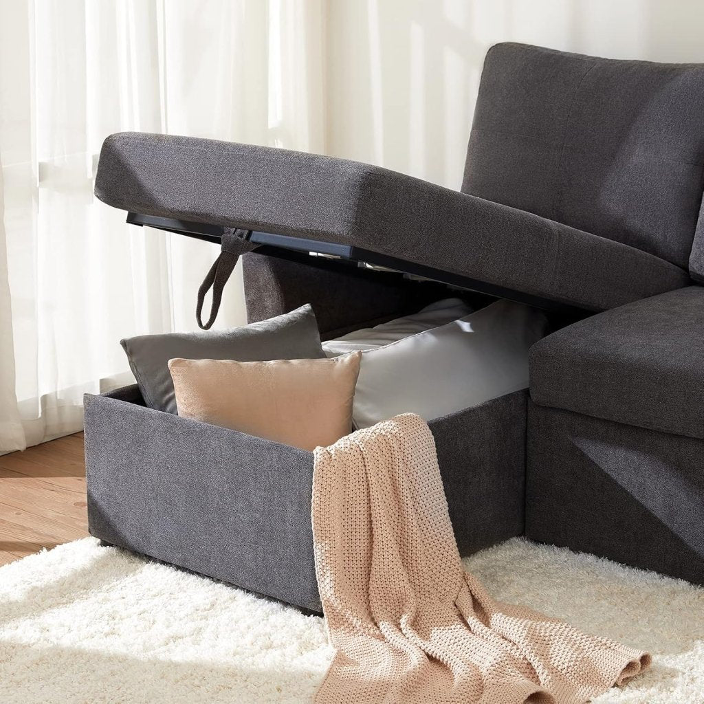 VanAcc Sofa Bed, Sleeper Sofa with Storage Chaise - 2 in 1 Pull Out Couch Living Room, Comfy Sleeper Couch - Wigtrends
