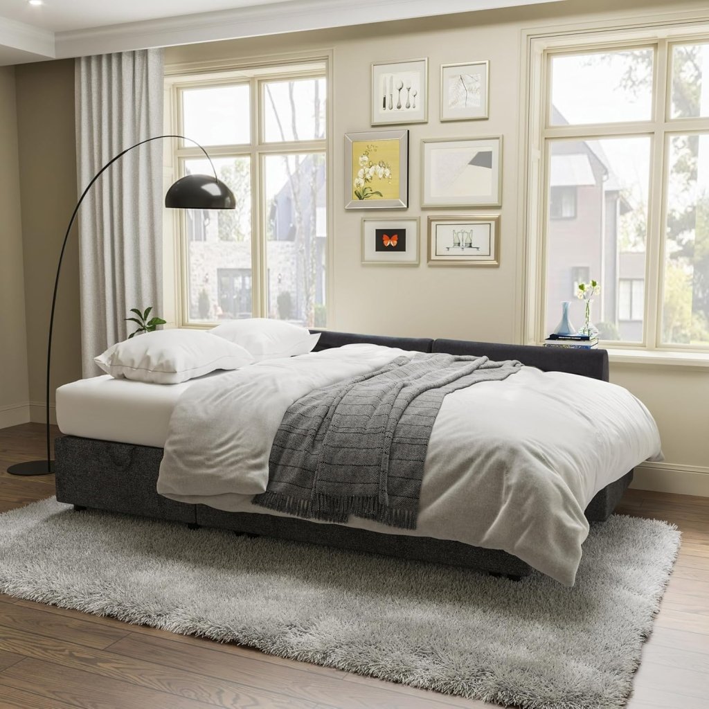 VanAcc Sofa Bed, Sleeper Sofa with Storage Chaise - 2 in 1 Pull Out Couch Living Room, Comfy Sleeper Couch - Wigtrends