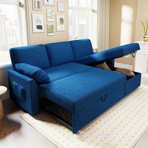 VanAcc Sofa Bed, Sleeper Sofa with Storage Chaise - 2 in 1 Pull Out Couch Living Room, Comfy Sleeper Couch - Wigtrends