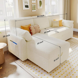 VanAcc Sofa Bed, Sleeper Sofa with Storage Chaise - 2 in 1 Pull Out Couch Living Room, Comfy Sleeper Couch - Wigtrends