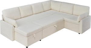 VanAcc Sofa Bed, Sleeper Sofa with Storage Chaise - 2 in 1 Pull Out Couch Living Room, Comfy Sleeper Couch - Wigtrends