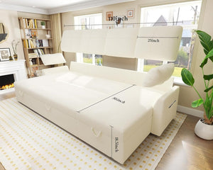 VanAcc Sofa Bed, Sleeper Sofa with Storage Chaise - 2 in 1 Pull Out Couch Living Room, Comfy Sleeper Couch - Wigtrends