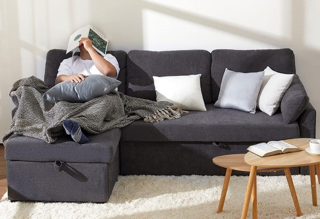 VanAcc Sofa Bed, Sleeper Sofa with Storage Chaise - 2 in 1 Pull Out Couch Living Room, Comfy Sleeper Couch - Wigtrends