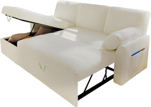 VanAcc Sofa Bed, Sleeper Sofa with Storage Chaise - 2 in 1 Pull Out Couch Living Room, Comfy Sleeper Couch - Wigtrends