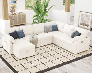 VanAcc Sofa Bed, Sleeper Sofa with Storage Chaise - 2 in 1 Pull Out Couch Living Room, Comfy Sleeper Couch - Wigtrends