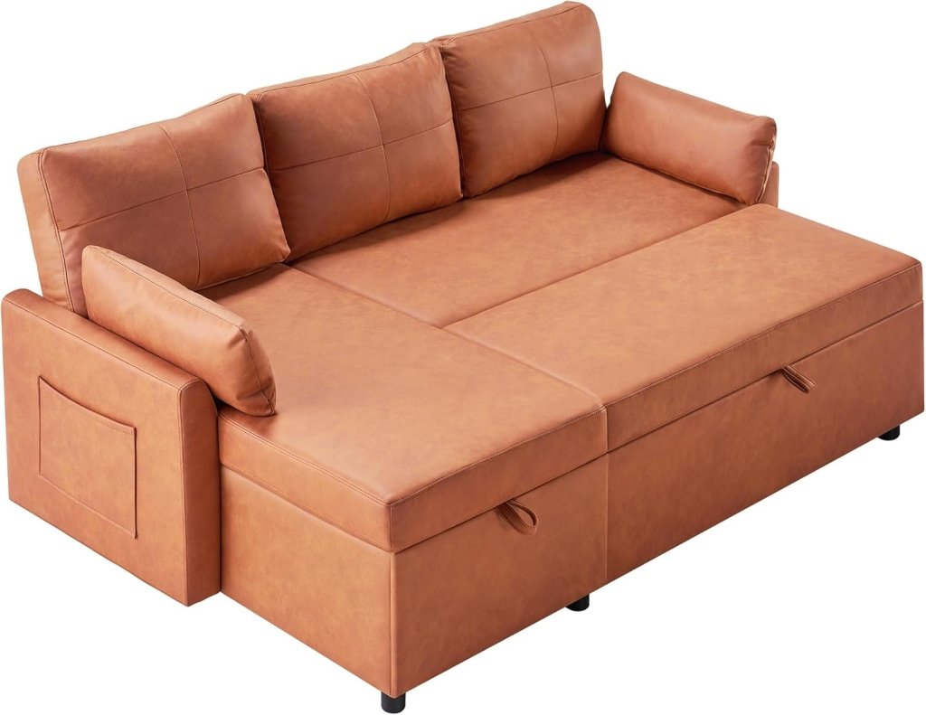 VanAcc Sofa Bed, Sleeper Sofa with Storage Chaise - 2 in 1 Pull Out Couch Living Room, Comfy Sleeper Couch - Wigtrends