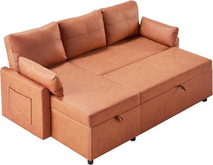 VanAcc Sofa Bed, Sleeper Sofa with Storage Chaise - 2 in 1 Pull Out Couch Living Room, Comfy Sleeper Couch - Wigtrends