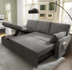 VanAcc Sofa Bed, Sleeper Sofa with Storage Chaise - 2 in 1 Pull Out Couch Living Room, Comfy Sleeper Couch - Wigtrends