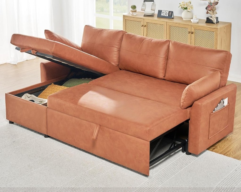 VanAcc Sofa Bed, Sleeper Sofa with Storage Chaise - 2 in 1 Pull Out Couch Living Room, Comfy Sleeper Couch - Wigtrends