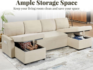 VanAcc Sofa Bed, Sleeper Sofa with Storage Chaise - 2 in 1 Pull Out Couch Living Room, Comfy Sleeper Couch - Wigtrends
