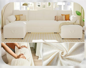 VanAcc Sofa Bed, Sleeper Sofa with Storage Chaise - 2 in 1 Pull Out Couch Living Room, Comfy Sleeper Couch - Wigtrends