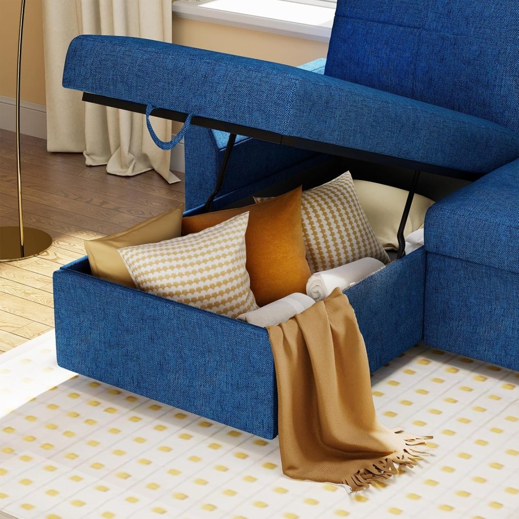 VanAcc Sofa Bed, Sleeper Sofa with Storage Chaise - 2 in 1 Pull Out Couch Living Room, Comfy Sleeper Couch - Wigtrends
