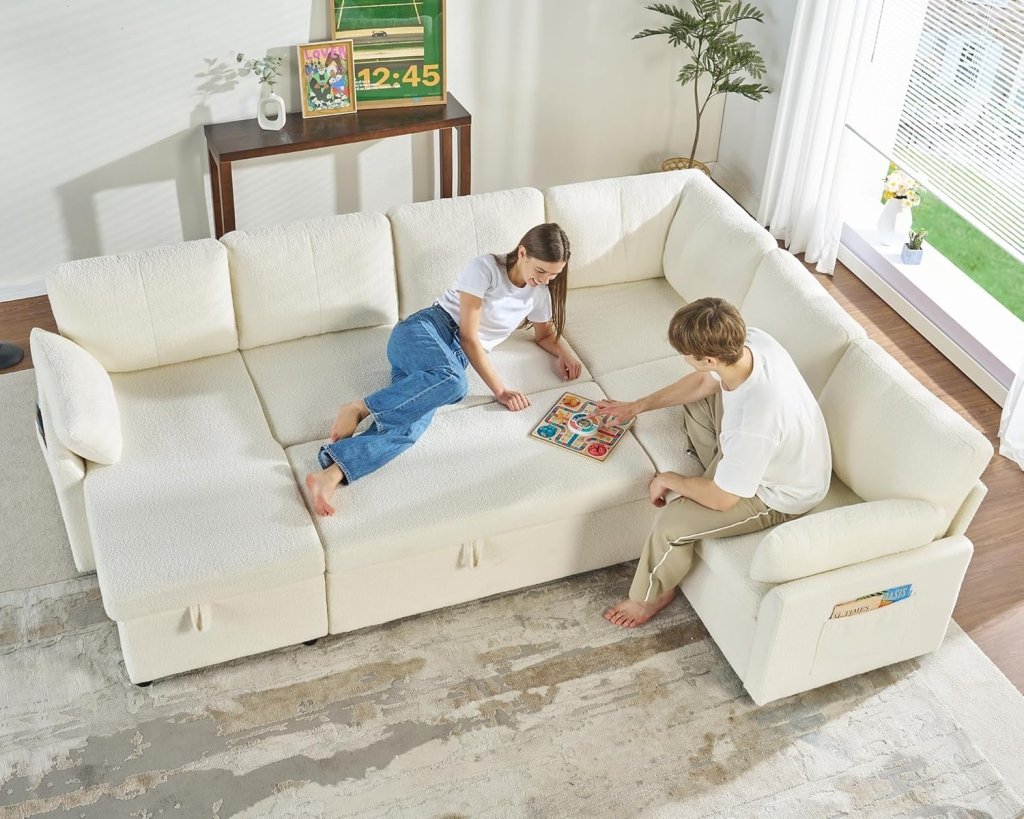 VanAcc Sofa Bed, Sleeper Sofa with Storage Chaise - 2 in 1 Pull Out Couch Living Room, Comfy Sleeper Couch - Wigtrends