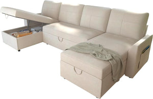 VanAcc Sofa Bed, Sleeper Sofa with Storage Chaise - 2 in 1 Pull Out Couch Living Room, Comfy Sleeper Couch - Wigtrends