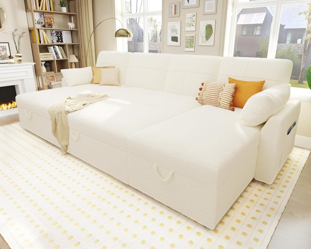 VanAcc Sofa Bed, Sleeper Sofa with Storage Chaise - 2 in 1 Pull Out Couch Living Room, Comfy Sleeper Couch - Wigtrends