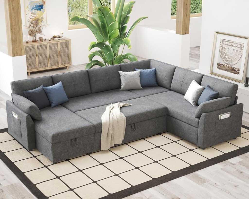 VanAcc Sofa Bed, Sleeper Sofa with Storage Chaise - 2 in 1 Pull Out Couch Living Room, Comfy Sleeper Couch - Wigtrends