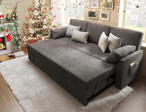 VanAcc Sofa Bed, Sleeper Sofa with Storage Chaise - 2 in 1 Pull Out Couch Living Room, Comfy Sleeper Couch - Wigtrends