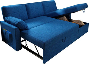 VanAcc Sofa Bed, Sleeper Sofa with Storage Chaise - 2 in 1 Pull Out Couch Living Room, Comfy Sleeper Couch - Wigtrends