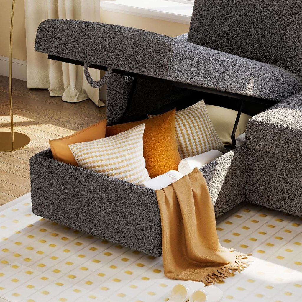 VanAcc Sofa Bed, Sleeper Sofa with Storage Chaise - 2 in 1 Pull Out Couch Living Room, Comfy Sleeper Couch - Wigtrends