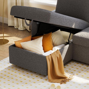 VanAcc Sofa Bed, Sleeper Sofa with Storage Chaise - 2 in 1 Pull Out Couch Living Room, Comfy Sleeper Couch - Wigtrends