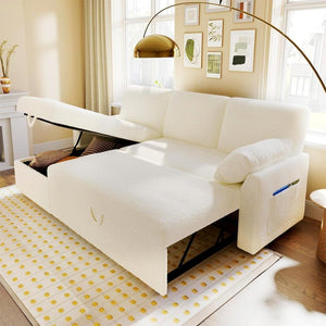 VanAcc Sofa Bed, Sleeper Sofa with Storage Chaise - 2 in 1 Pull Out Couch Living Room, Comfy Sleeper Couch - Wigtrends
