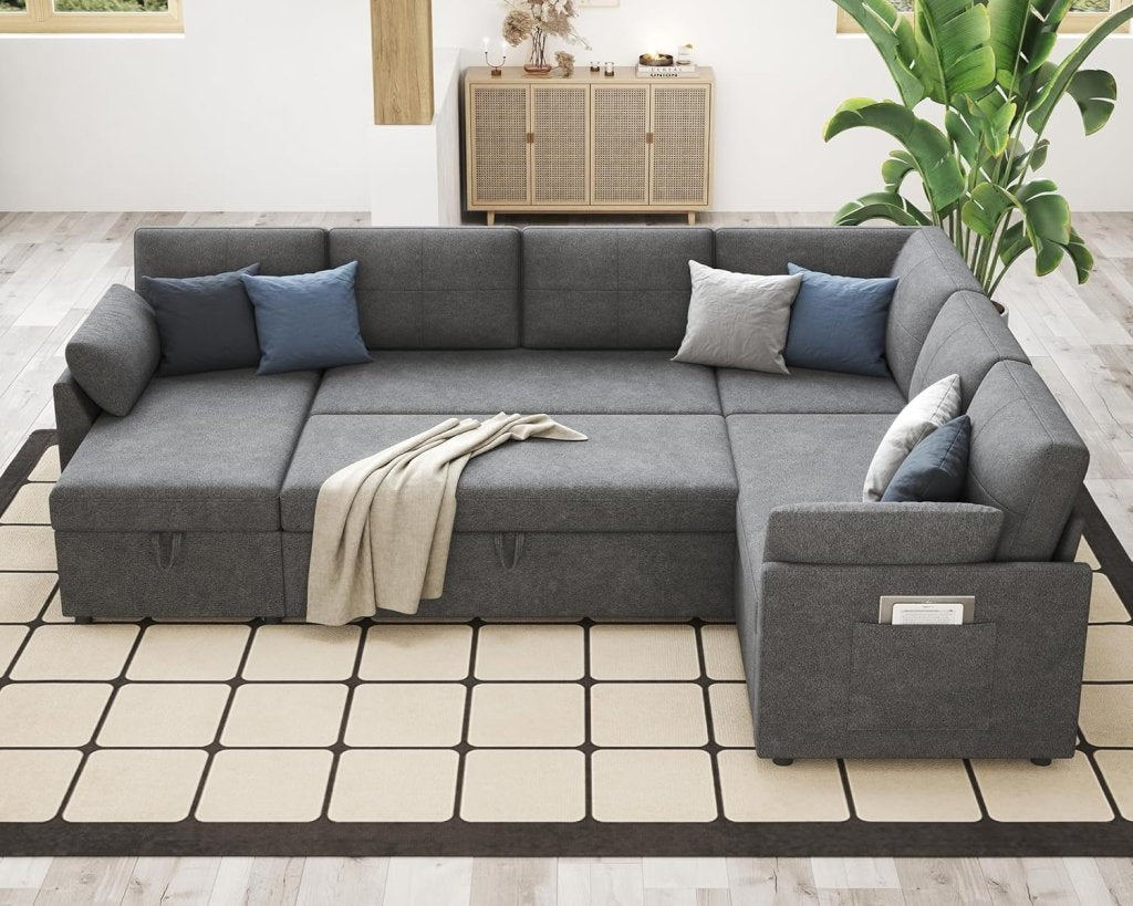 VanAcc Sofa Bed, Sleeper Sofa with Storage Chaise - 2 in 1 Pull Out Couch Living Room, Comfy Sleeper Couch - Wigtrends