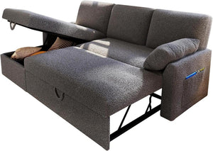 VanAcc Sofa Bed, Sleeper Sofa with Storage Chaise - 2 in 1 Pull Out Couch Living Room, Comfy Sleeper Couch - Wigtrends