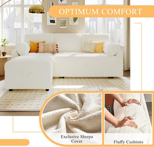 VanAcc Sofa Bed, Sleeper Sofa with Storage Chaise - 2 in 1 Pull Out Couch Living Room, Comfy Sleeper Couch - Wigtrends