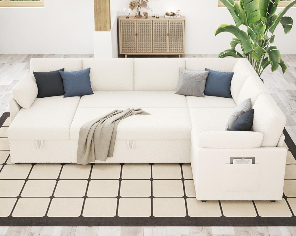 VanAcc Sofa Bed, Sleeper Sofa with Storage Chaise - 2 in 1 Pull Out Couch Living Room, Comfy Sleeper Couch - Wigtrends