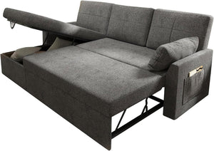 VanAcc Sofa Bed, Sleeper Sofa with Storage Chaise - 2 in 1 Pull Out Couch Living Room, Comfy Sleeper Couch - Wigtrends