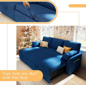 VanAcc Sofa Bed, Sleeper Sofa with Storage Chaise - 2 in 1 Pull Out Couch Living Room, Comfy Sleeper Couch - Wigtrends