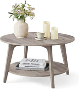 VASAGLE Round Coffee Table, 2 Tier Coffee Table with Storage, for Living Room, 31.5 x 17.7 Inches - Wigtrends