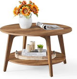 VASAGLE Round Coffee Table, 2 Tier Coffee Table with Storage, for Living Room, 31.5 x 17.7 Inches - Wigtrends