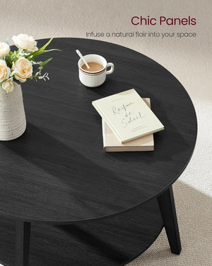 VASAGLE Round Coffee Table, 2 Tier Coffee Table with Storage, for Living Room, 31.5 x 17.7 Inches - Wigtrends